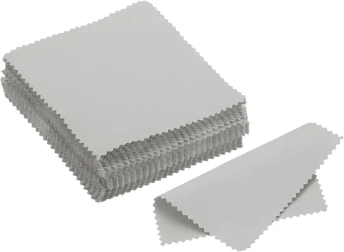 PATIKIL Paño de limpieza de joyas de 3.94 x 3.94 pulgadas, 50 piezas de paño de pulido de microfibra de doble cara para joyas de plata, oro, latón,