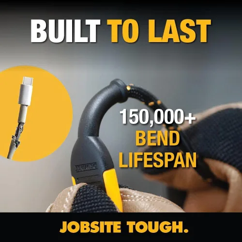 Miniatura 6 de DEWALT Cable USB a Lightning de alta resistencia [certificado Apple MFi] cargador duradero para iPhone, cables Lightning, cable de carga rápida