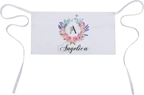 Miniatura 249 de AXKEUDO Delantal personalizado con bolsillos, delantales de cintura para camarera para cocinar en casa, restaurante, servir trabajo