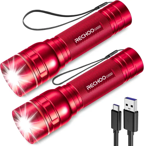 Miniatura 14 de RECHOO Linterna recargable, 1 unidad, luz brillante de grado militar, altos lúmenes con enfoque ajustable y 3 modos de iluminación, linterna LED