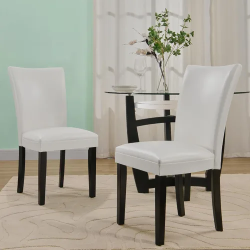 Miniatura 8 de Parsons CY1331BL - Juego de 2 sillas de comedor con patas de madera maciza, sillas laterales de piel sintética para cocina con asiento tapizado