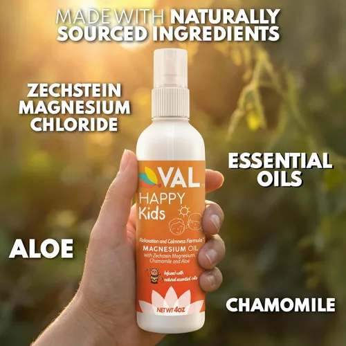 Miniatura 3 de VAL Spray de aceite de magnesio para niños, calma natural a la hora de acostarse y apoyar el estado de ánimo, magnesio Zechstein, manzanilla y aloe