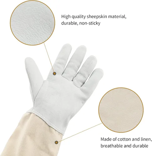 Miniatura 4 de KINGLAKE Beekeeping Gloves Bee Hive Gloves Goatskin Beekeeping Protective Glove with Sleeves Large for the Beginner Beekeeper
