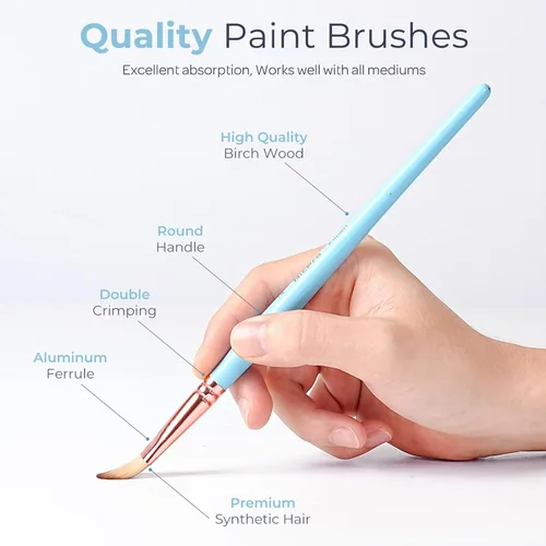 Miniatura 3 de Nicpro Juego de 30 pinceles de pintura, pinceles estéticos pastel con espátula de pintura y rollo de tela, pinceles de pintura para pintura