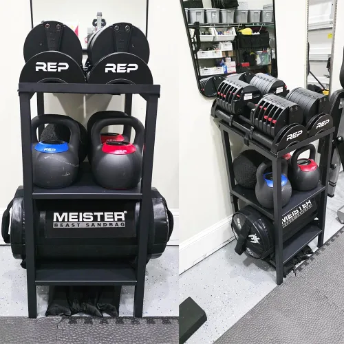 Soporte para mancuernas y pesas rusas, ajustable y resistente para uso comercial, soporte de pesas rusas, estante de almacenamiento de pesas rusas