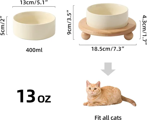 Miniatura 4 de Havniva - Tazón de cerámica elevado para comida y agua de gatos, cuenco para gatitos, plato de gato elevado, comedero para mascotas
