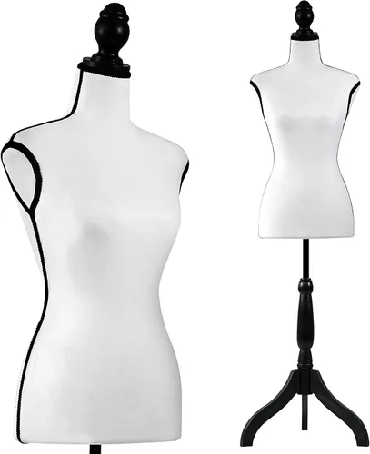 Miniatura 13 de SereneLife Torso de maniquí de cuerpo completo femenino realista, forma de vestido ajustable de 68.9 pulgadas con rotación de cabeza de 360°