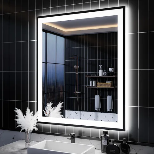 Miniatura 39 de ISKM Espejo LED con marco para baño de 40"x30", espejo de baño LED regulable con luces, antivaho, espejo iluminado frontal y retroiluminado de 3