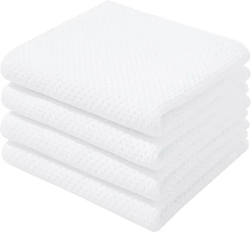 Miniatura 35 de Homaxy Paños de cocina de 100% algodón con tejido de gofre, ultra suaves, absorbentes, de secado rápido, 12 x 12 pulgadas, paquete de 6, amarillo