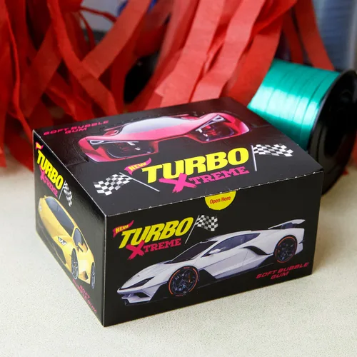 Miniatura 3 de Goma de mascar Turbo Xtreme Soft Bubble Gum Retro Regalo Importado Dulces de Cumpleaños (100 unidades)