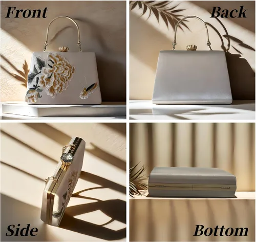 Miniatura 2 de Bolso bordado de seda para mujer, bolso de hombro rectangular, bolso cruzado para banquete de boda