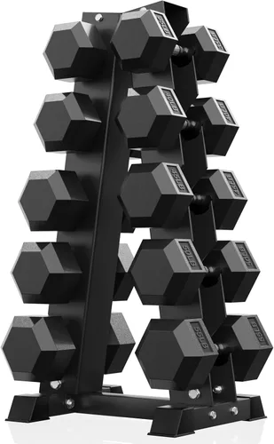 Miniatura 15 de PAPABABE Juego de mancuernas hexagonales con estante, 85-560 libras con revestimiento de goma, juego de mancuernas libres con estante