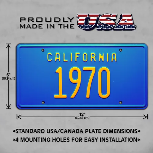 Miniatura 3 de California Vintage Hot Rod 1970 Placa de matrícula de tocador con estampado de metal
