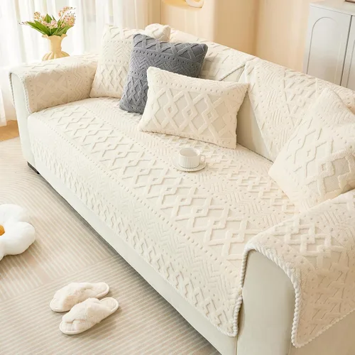 Miniatura 5 de vctops Funda de sofá de felpa jacquard bohemio para perros, suave, acogedora y antideslizante, lavable, protector de muebles para niños, mascotas