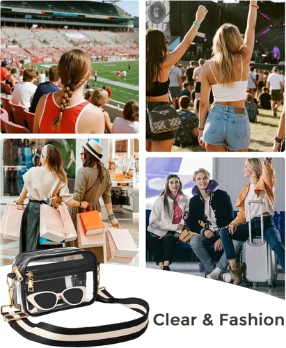 Miniatura 6 de BS-VOG Bolso cruzado transparente aprobado para estadios, bolsos transparentes para mujeres, bolsa pequeña para estadios para eventos, conciertos