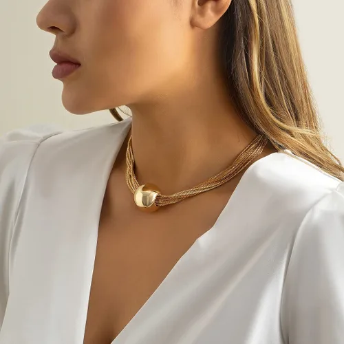 Miniatura 5 de Sixexey Gargantilla de oro grueso con borlas, collares de esfera, collar de esfera geométrica, joyería para mujer