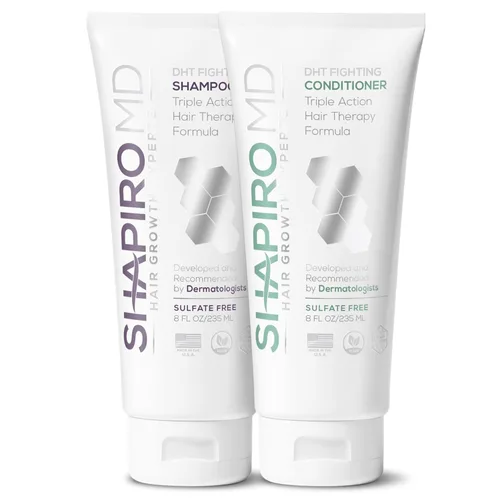 Shapiro MD Hair Growth Experts Champú y Acondicionador contra la Caída del Cabello, Fórmula Vegana Anti-DHT para Cabello Fino Desarrollado por
