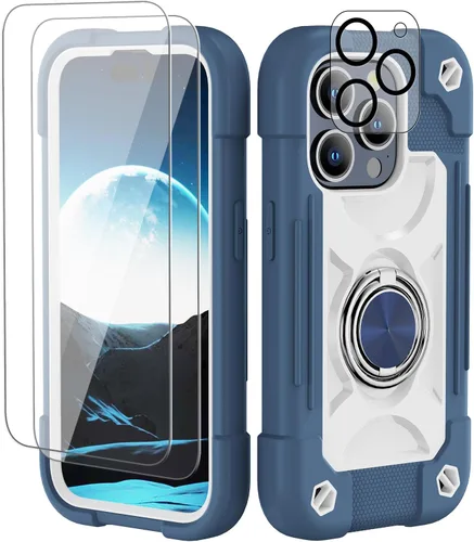 Miniatura 130 de Funda para iPhone 11 de 6.1 pulgadas con soporte de anillo, con 2 protectores de pantalla de vidrio, resistente a los golpes, resistente a