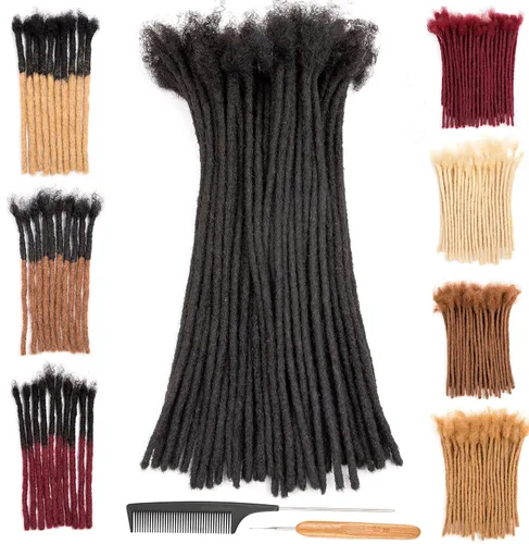 Miniatura 10 de DAIXI 0.2cm y 0.4cm y 0.6cm y 0.8cm de grosor 4-18 pulgadas 10 hebras extensiones de rastas de cabello humano 100% real para hombres/mujeres