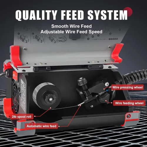 Miniatura 5 de AWT - Soldadora MIG de 140 A con núcleo fundente, máquina de soldadura con varilla y TIG con elevación 3 en 1, de 110 V con inversor IGBT Synergy