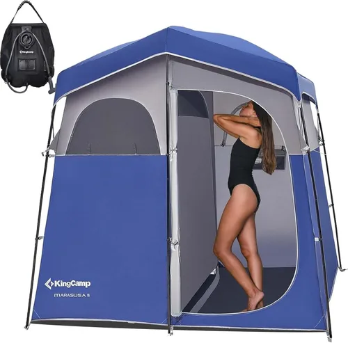 Miniatura 11 de KingCamp Tienda de campaña para ducha, tienda de privacidad portátil para acampar al aire libre, tienda de campaña de 1/2 habitación con bolsa