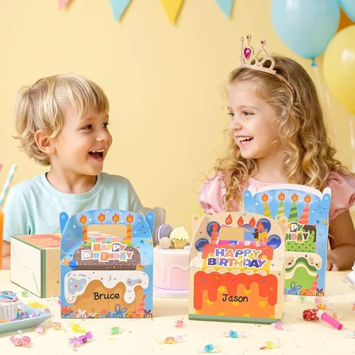 Miniatura 6 de WERNNSAI Paquete de 12 cajas de regalo de fiesta de cumpleaños, decoraciones de fiesta de feliz cumpleaños, cajas de dulces para niñas y niños