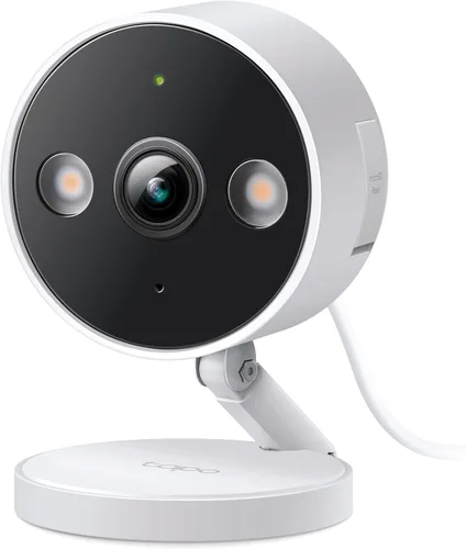 Cámara de seguridad Tapo 2K QHD para interiores/exteriores, Elección del editor PCMag 2024, visión nocturna a color, detección gratuita de Blanco