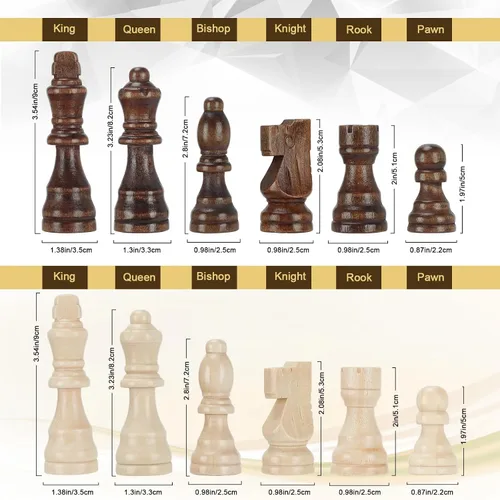 Miniatura 3 de Juego de ajedrez magnético de madera para adultos y niños, tablero de ajedrez de 12 pulgadas con piezas hechas a mano, plegable, portátil, único