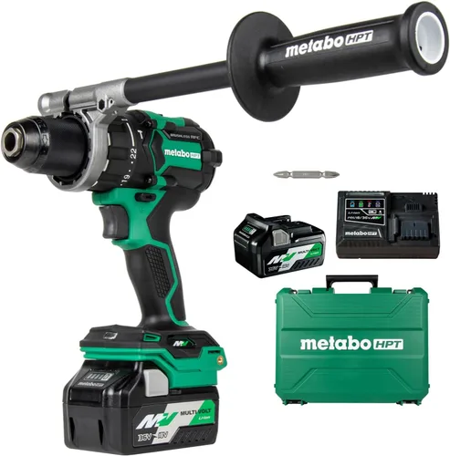 Metabo HPT Kit de taladro de martillo inalámbrico MultiVolt™ de 36 V sin escobillas de 1/2 pulgada, kit de taladro eléctrico con baterías Metabo de