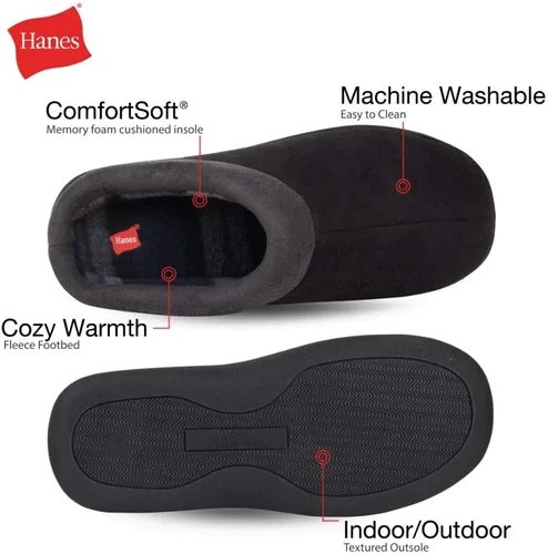 Miniatura 3 de Hanes Mens Memory Foam Indoor Outdoor Microsuede Clog Slipper Shoe With Fresh Iq