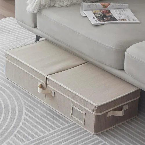 Miniatura 7 de Sukkiri - Contenedor de almacenamiento para debajo de la cama con tapa superior, organizador grande de tela plegable para armario, mantas, ropa