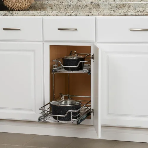 Miniatura 4 de Household Essentials Glidez Organizador de almacenamiento multiusos de acero cromado extraíble/deslizante para uso debajo del gabinete - Diseño de 2