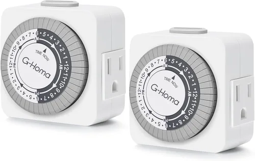 Miniatura 10 de G-Homa Temporizadores para Tomas Eléctricas, Temporizador Mecánico Enchufable para Interiores de 24 Horas, Intervalos de 30 Minutos, Ciclo Diario