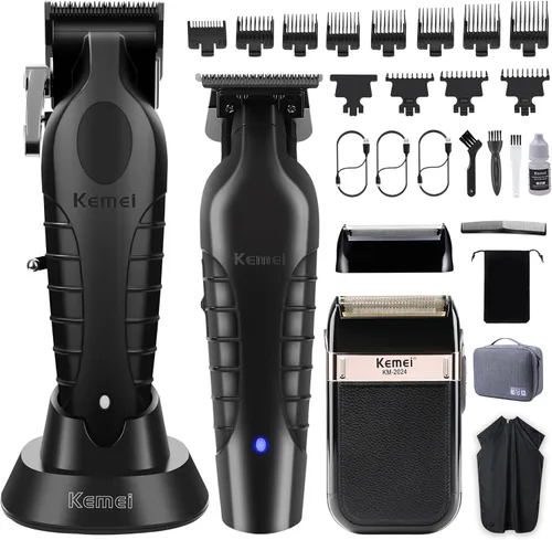 KEMEI Cortadora de pelo profesional, recortadora de pelo/barba, juego de afeitadora eléctrica para hombres, recortadora de barba inalámbrica,