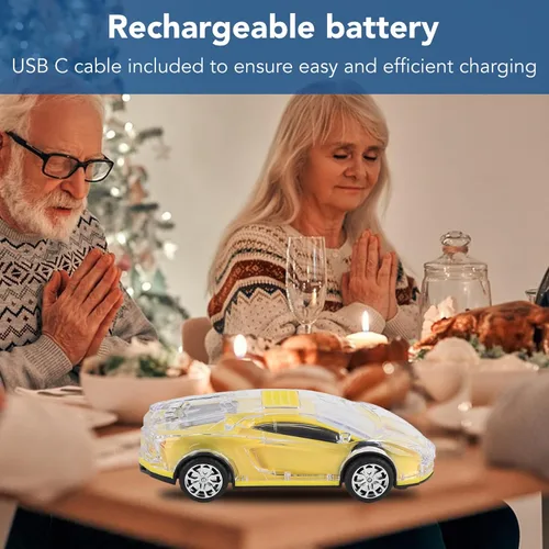 Miniatura 5 de Yoidesu Altavoz Bluetooth para coche, estilo retro con luces LED, 8.7 pulgadas USB recargable, amarillo