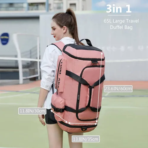 Miniatura 2 de Eslcorri Bolsa de viaje de 65L para mujer, bolsa de gimnasio deportiva grande 3 en 1, Púrpura, Bolsas de lona