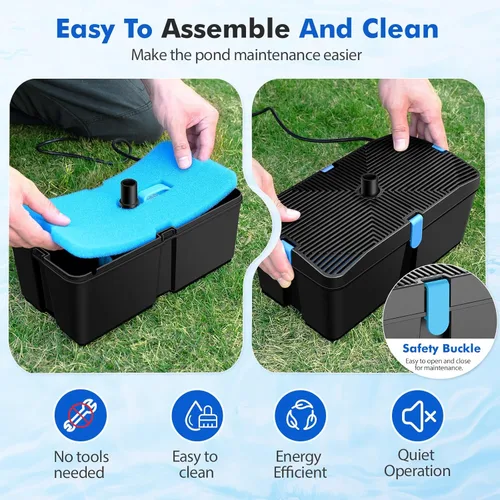 Miniatura 6 de Kit de filtro de estanque con bomba de fuente, kit de bomba y filtro de estanque de 60W con bomba de agua sumergible de flujo ajustable 60W 820gph