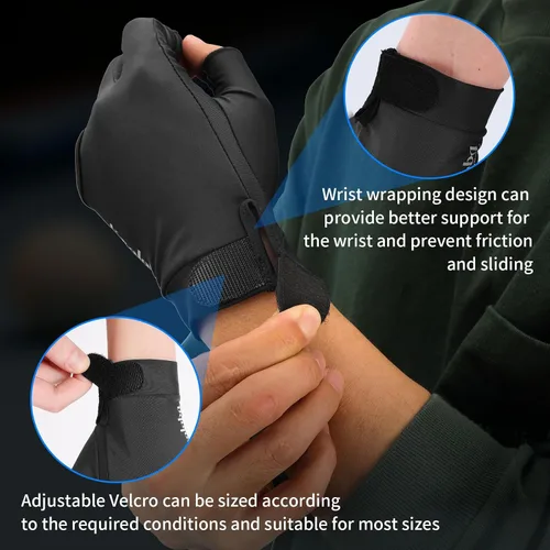Miniatura 5 de Guante de piscina para mano izquierda, guante de billar de 3 dedos y billar para hombres y mujeres con velcro ajustable