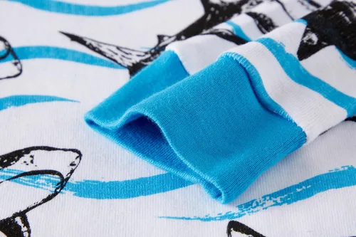 Miniatura 4 de Pijama de dos piezas para niños pequeños con dinosaurio que brilla en la oscuridad, 100 % de algodón ropa de tiburón para dormir tamaño 2-10T