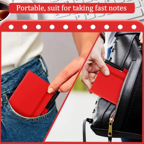 Miniatura 6 de Laumoi 36 juegos de cuadernos de bolsillo con bolígrafos, tamaño A6, lindo cuaderno pequeño a rayas, mini bloc de notas, tapa dura, cuadernos