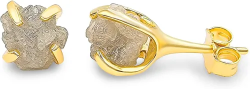Miniatura 127 de Aretes de piedra preciosa natural en bruto con oro amarillo sobre plata de ley 925, 6 a 0.276 in, regalo de piedra de nacimiento de calidad genuina
