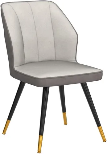 Miniatura 4 de Andeworld Juego de 2 sillas de comedor tapizadas, sillas decorativas modernas de mediados de siglo, silla auxiliar de gamuza sintética sin brazos