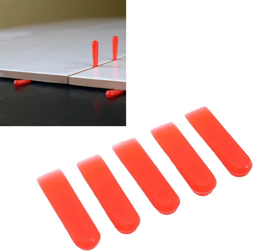 Miniatura 4 de Sistema de nivelación de azulejos de 1000 Uds. Cuñas de 0.2 pulgadas PE rojo desgaste Azulejos nivelador espaciadores instalación de nivelador