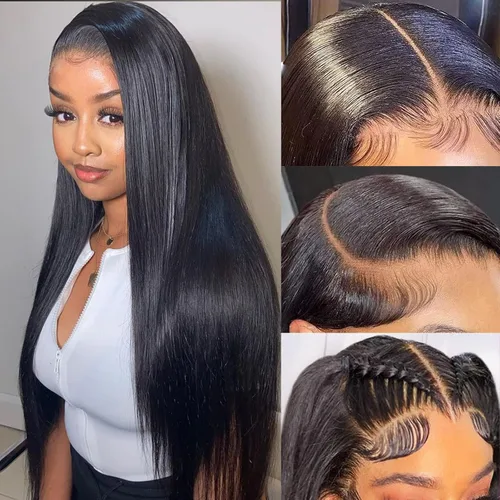 20 Pulgadas Pelucas de encaje frontal de cabello humano prearrancadas con cabello de bebé 200 de densidad Real cabello humano liso 13x4 HD Pelucas