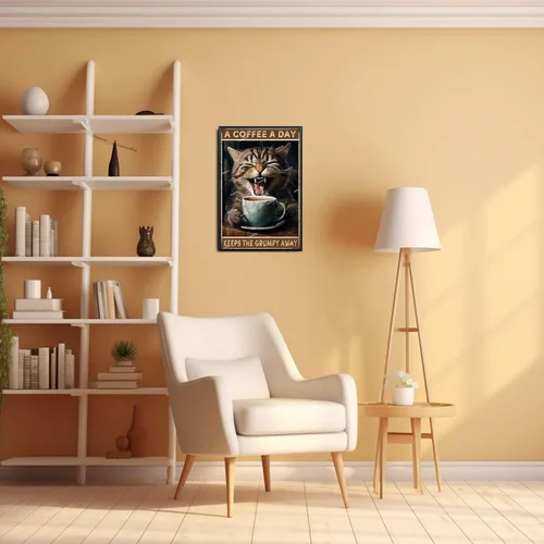 Miniatura 4 de Letrero retro de lata de metal con texto en inglés "Before Hate Everyone After Coffee Feel Good About Hating", letrero de decoración de pared