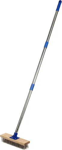 Miniatura 4 de MEIBEI Cepillo de cubierta, alambre de acero inoxidable con mango largo de 57 pulgadas, perfecto para algas, manchas difíciles en hormigón