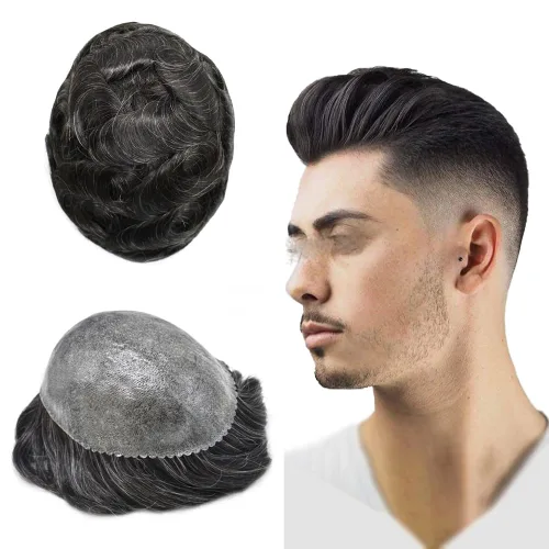 Miniatura 84 de Toupee - Cabello humano para hombre, 64 colores, transparente, piezas de pelo de piel de polietileno para hombres, sistema de reemplazo de cabello