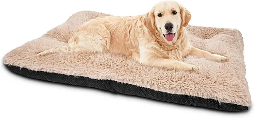 JOEJOY Almohadilla grande para cama para perro, cama de lujo lavable para perros, almohadilla suave antideslizante para perros extragrandes, Beige