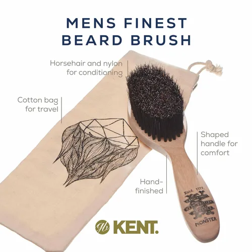 Miniatura 6 de Kent BRD5 - Cepillo para barba y bigote para hombre, mezcla de crin de caballo y nailon para dar forma y aseo impecables, mango de madera ergonómico