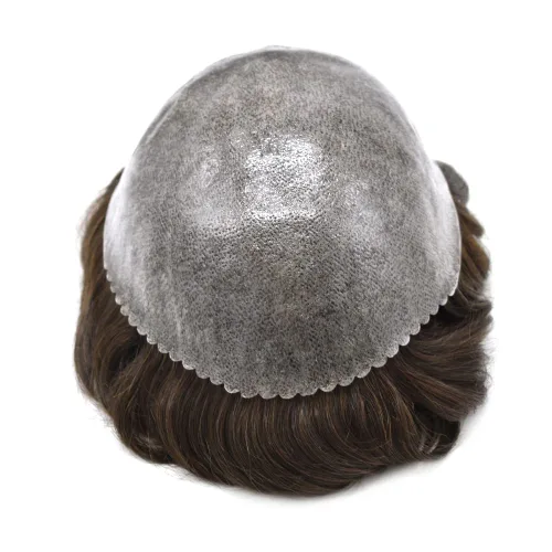 Miniatura 4 de RESHE Toupee - Pieza de pelo para hombre Toupee Europeo Real Sistema de Cabello Humano Reemplazo para Hombres Extensiones de Cabello para Hombres